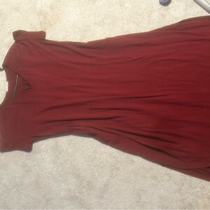 Classic Short-Sleeve Womens Dress in Deep Red